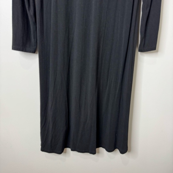 Eileen Fisher Black & Gray Color Block Long Sleeve Stretch Jersey Midi Dress‎ L - Picture 11 of 11